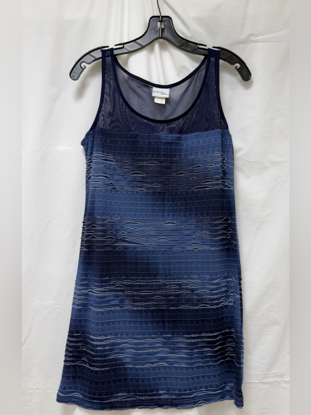 Profile By Gottex Navy Textured Layered Sleeveless Dress